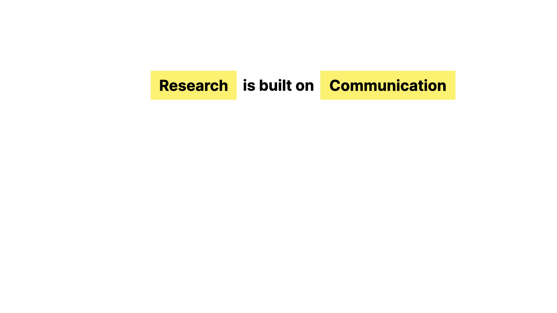 Research is built on Communication